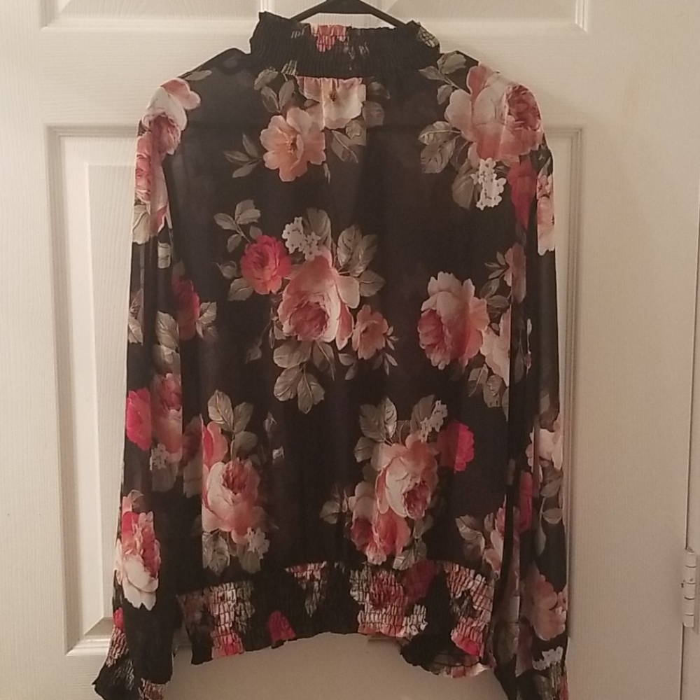 Black sheer long sleeve top